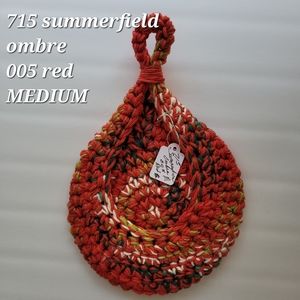 MEDIUM 715 SUMMERFIELD OMBRE 005 RED  HANDMADE CROCHETED  HANGING WALL BASKET 2…